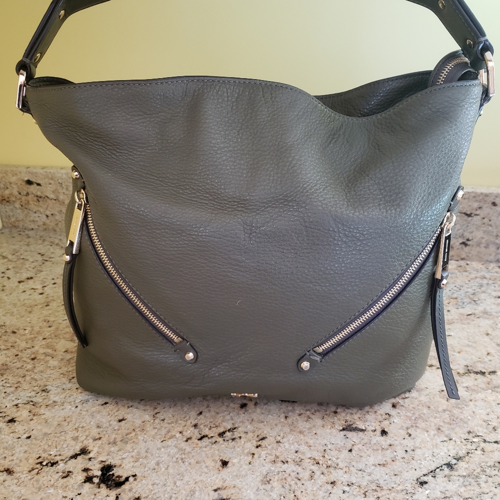 Michael Kors Olive Green Pebbled Leather  Evie Bag